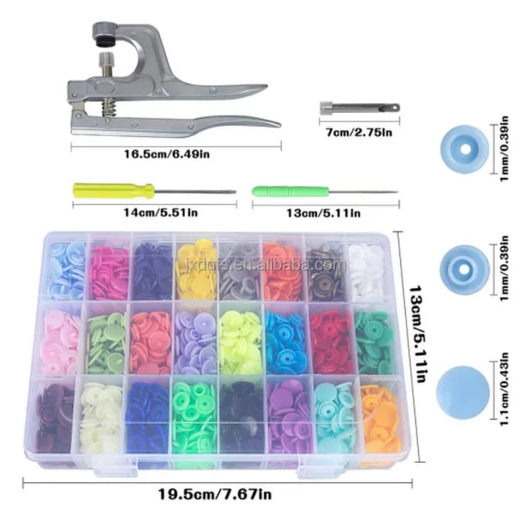 Kit de pinces pour boutons-pression, Comprend des boutons-pression en plastique et des outils d'installation