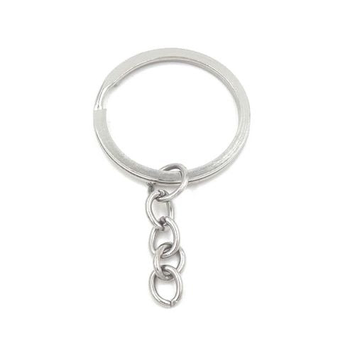 split key rings with an attached link chain (10pcs)