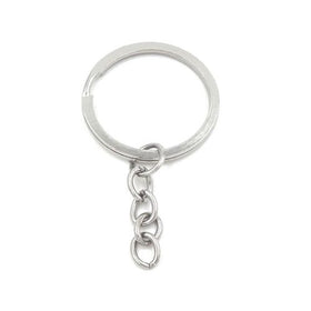 split key rings with an attached link chain (10pcs) - 0