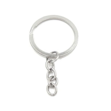 split key rings with an attached link chain (10pcs) - 0