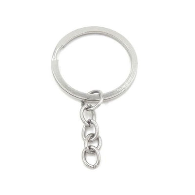 split key rings with an attached link chain (10pcs) - 0