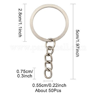 split key rings with an attached link chain (10pcs)
