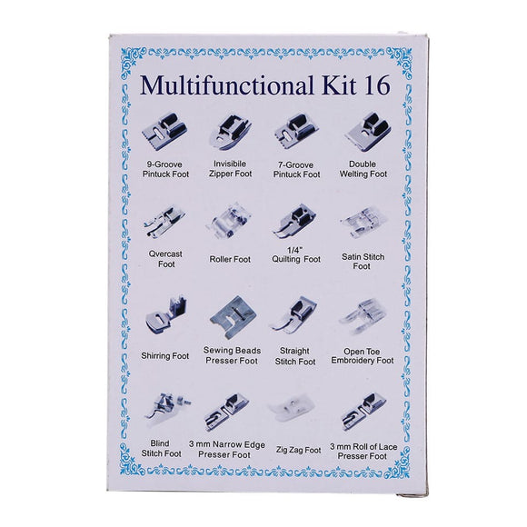 16-piece 32-piece multifunctional sewing machine presser foot kit.