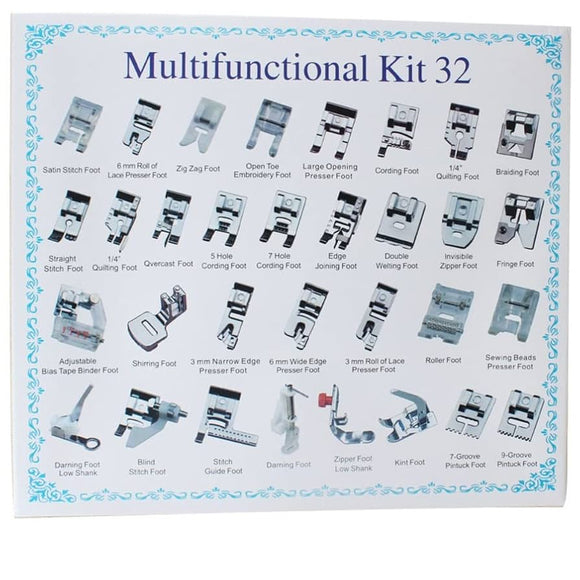 16-piece 32-piece multifunctional sewing machine presser foot kit.
