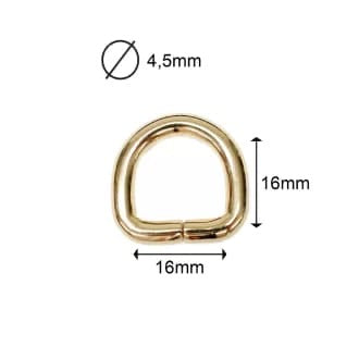 Gold-toned non-welded D-ring