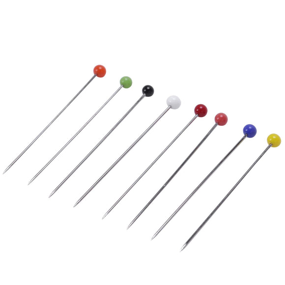 Pack of multicolor glass head sewing pins