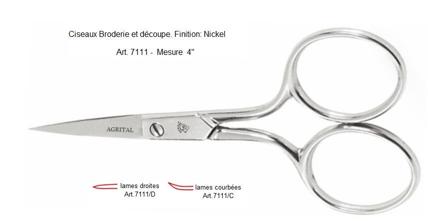 Embroidery and cutting scissors, nickel