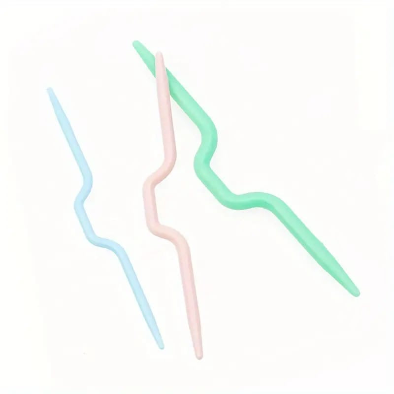 Plastic Curved Cable Needles (twist needles)(3 pcs)