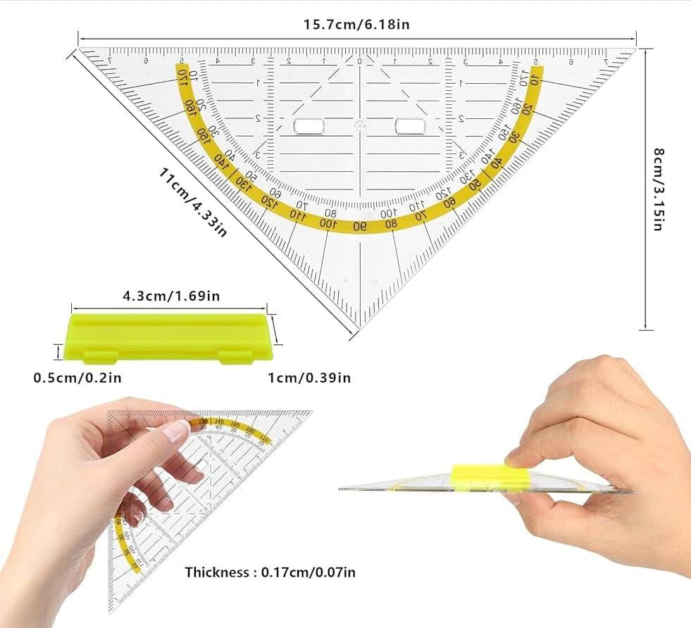 Parabolic Trianglic Ruler Multi-functional triangle ruler with a protractor | mercerieyoussef