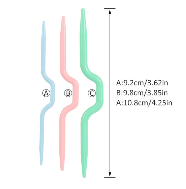 Plastic Curved Cable Needles (twist needles)(3 pcs)