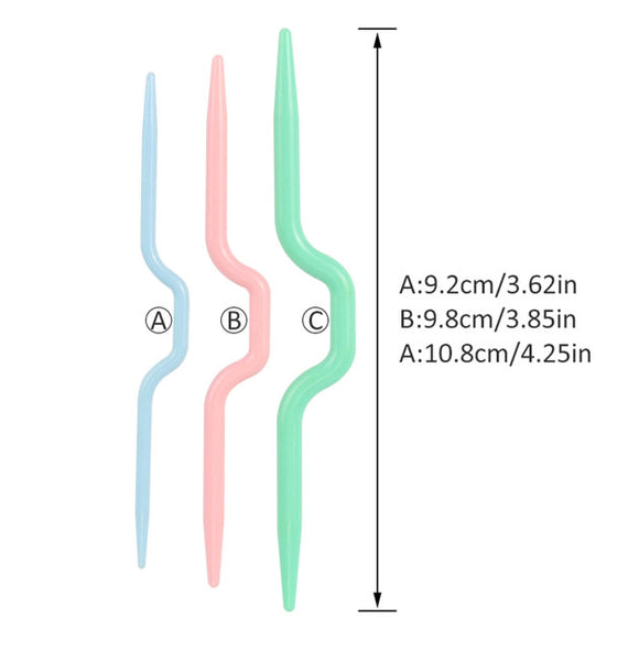 إبر كابلات بلاستيكية منحنية (إبر ملتوية) (3 قطع) 