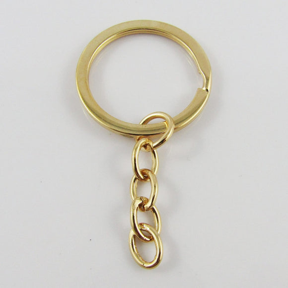 split key rings with an attached link chain (10pcs)