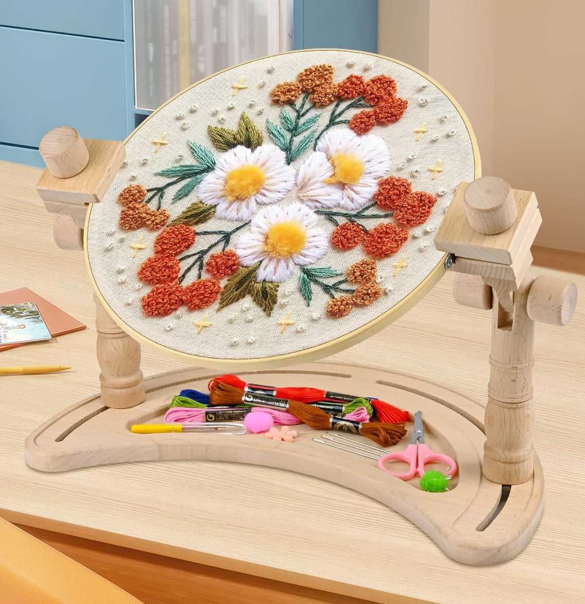 Embodry Stand Embroidery Hoop Stand Adjustable - 360°Rotated Embroidery Frame Stand ...