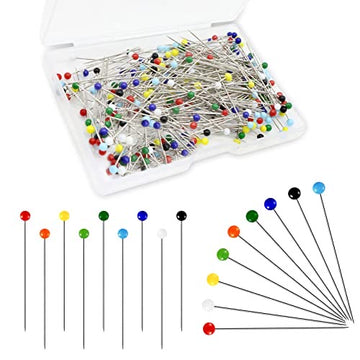 Pack of multicolor glass head sewing pins