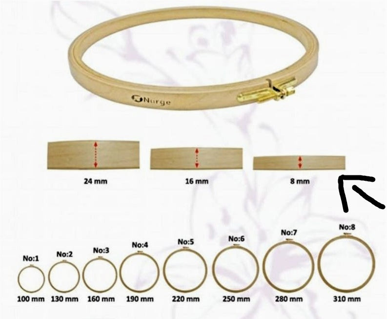 Nurge Beech Embroidery Hoops (8 mm hoop depth only)