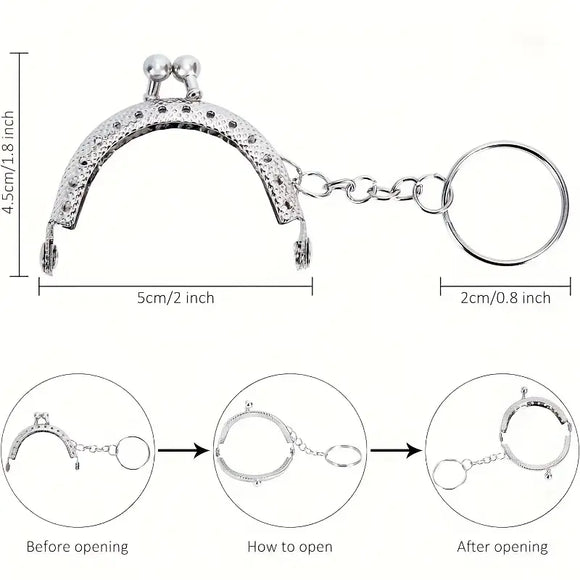 Metal clasp for handbag, arc frame, for coins, sewing, hardware.