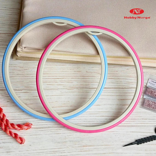 Nurge Screwless Plastic Flexible Embroidery Hoop size 200/9.5mm Rubbery Outer Ring (170-8)