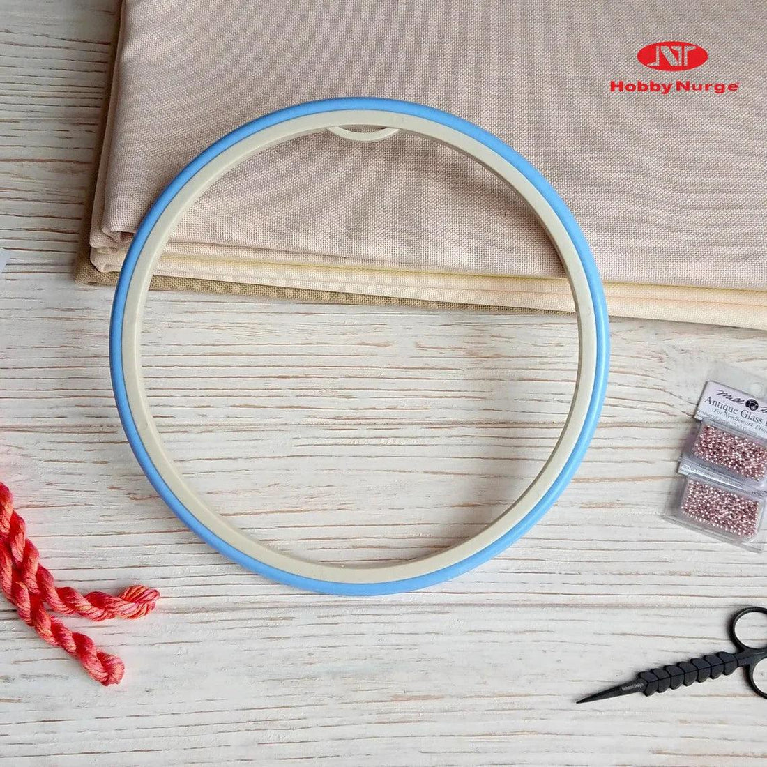 Nurge Screwless Plastic Flexible Embroidery Hoop size 200/9.5mm Rubbery Outer Ring (170-8)